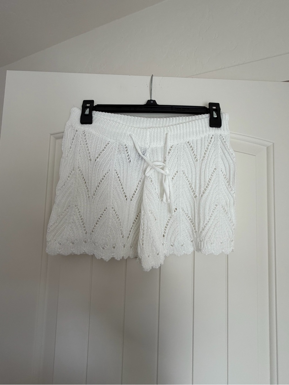 White Knit Swim Cover Shorts